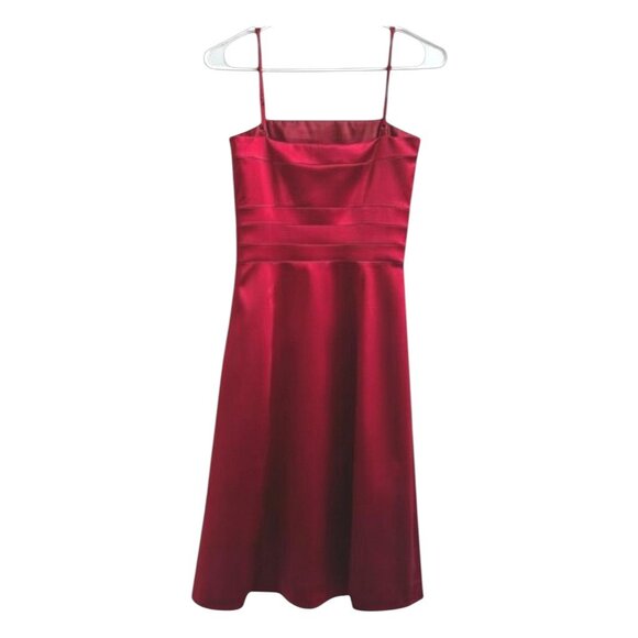 Theory Red Satin Cocktail Dress Formal Elegant Size 0 - Picture 5 of 8